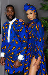 Blue Long Sleeve African Maxi Dress | African Party Dress - ELLA