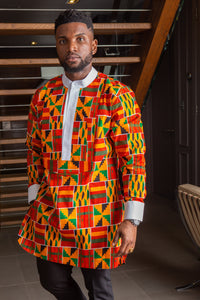 Long Length Etibo Shirt | African Print Etibo Shirt - KENDRICK