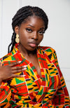 Shawl Collar Peplum Wrap blouse | African Print Tops - KENYA