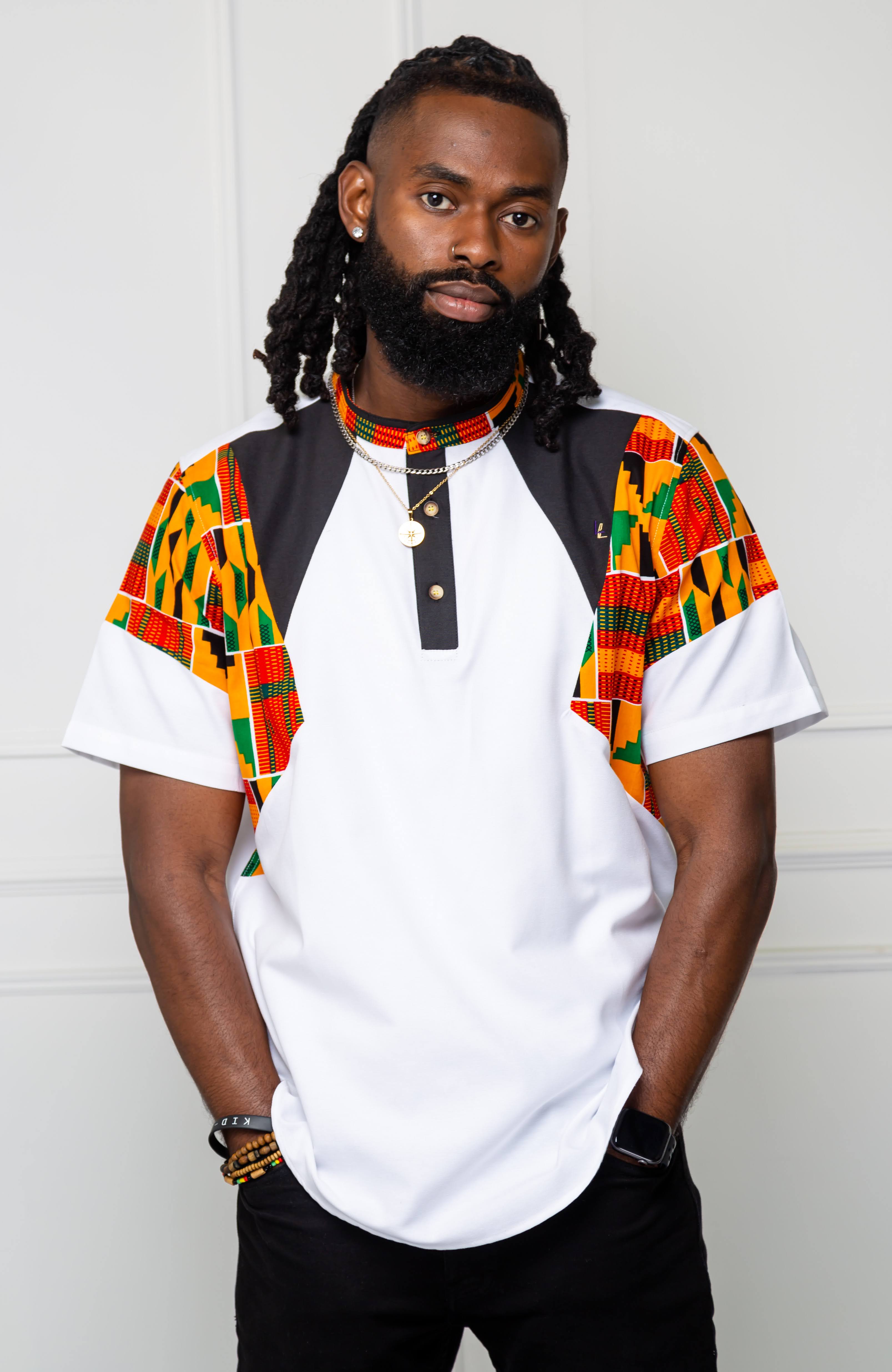 African Print Polo Shirt for Men | Kente Shirt for Men - Short
