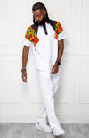 African Print Polo Shirt for Men | Kente Shirt for Men - Short Sleeve Asymmetric Shirt - KENDRICK