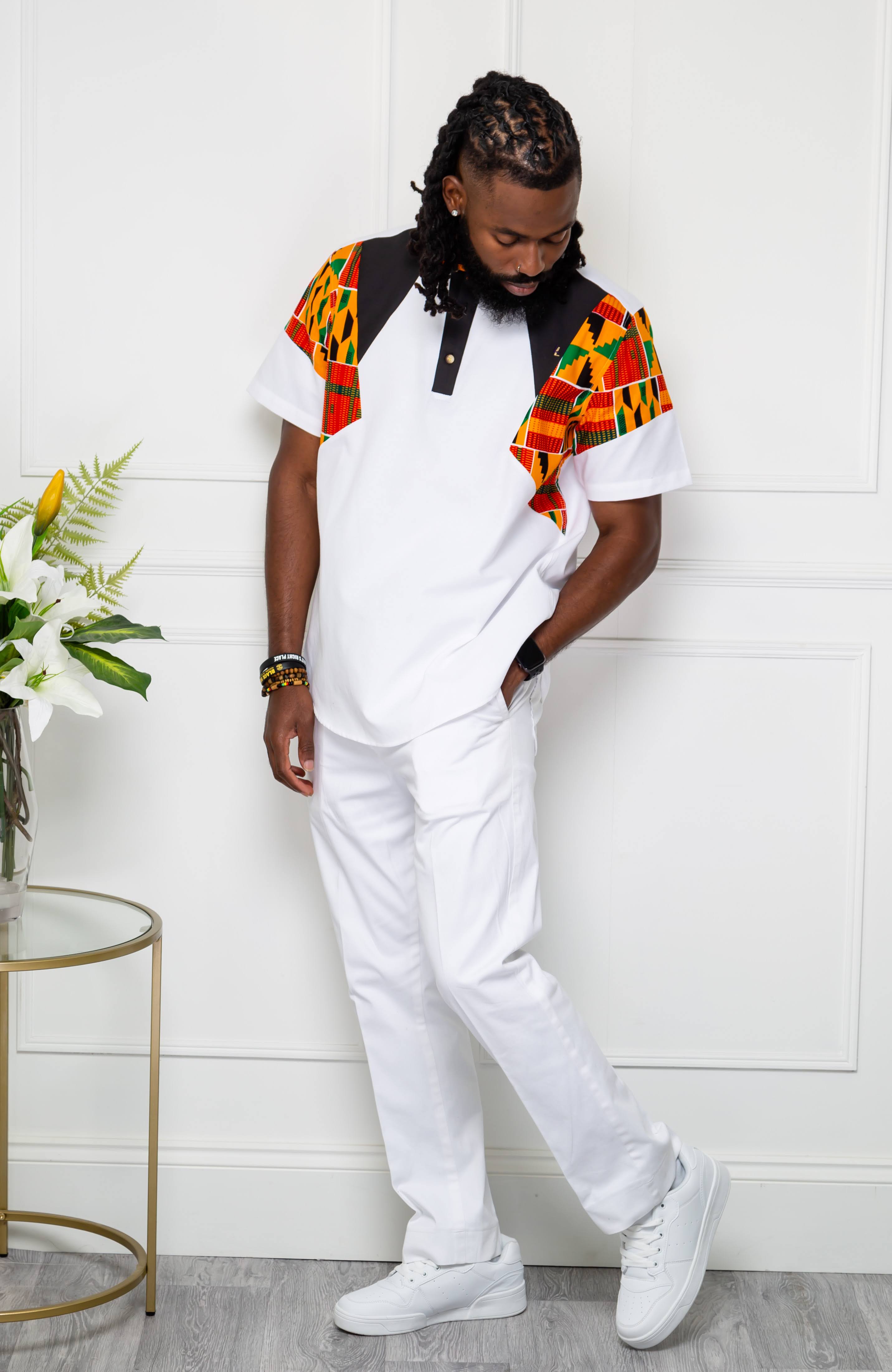 African Print Polo Shirt for Men | Kente Shirt for Men - Short