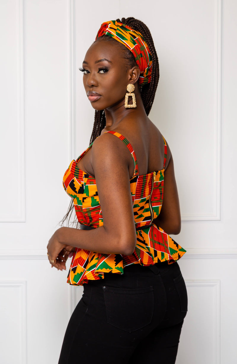 African Print Crop Corset In One Colour