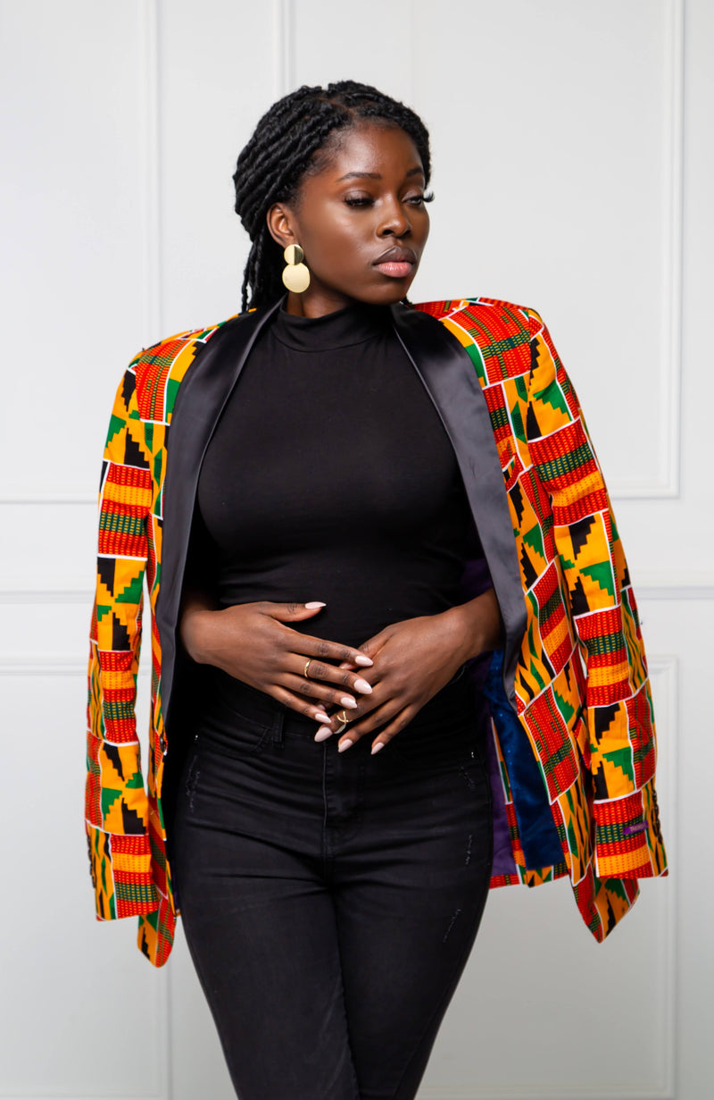 Tailored Fit Shawl Collar | Unisex African Print Blazer - KENYA