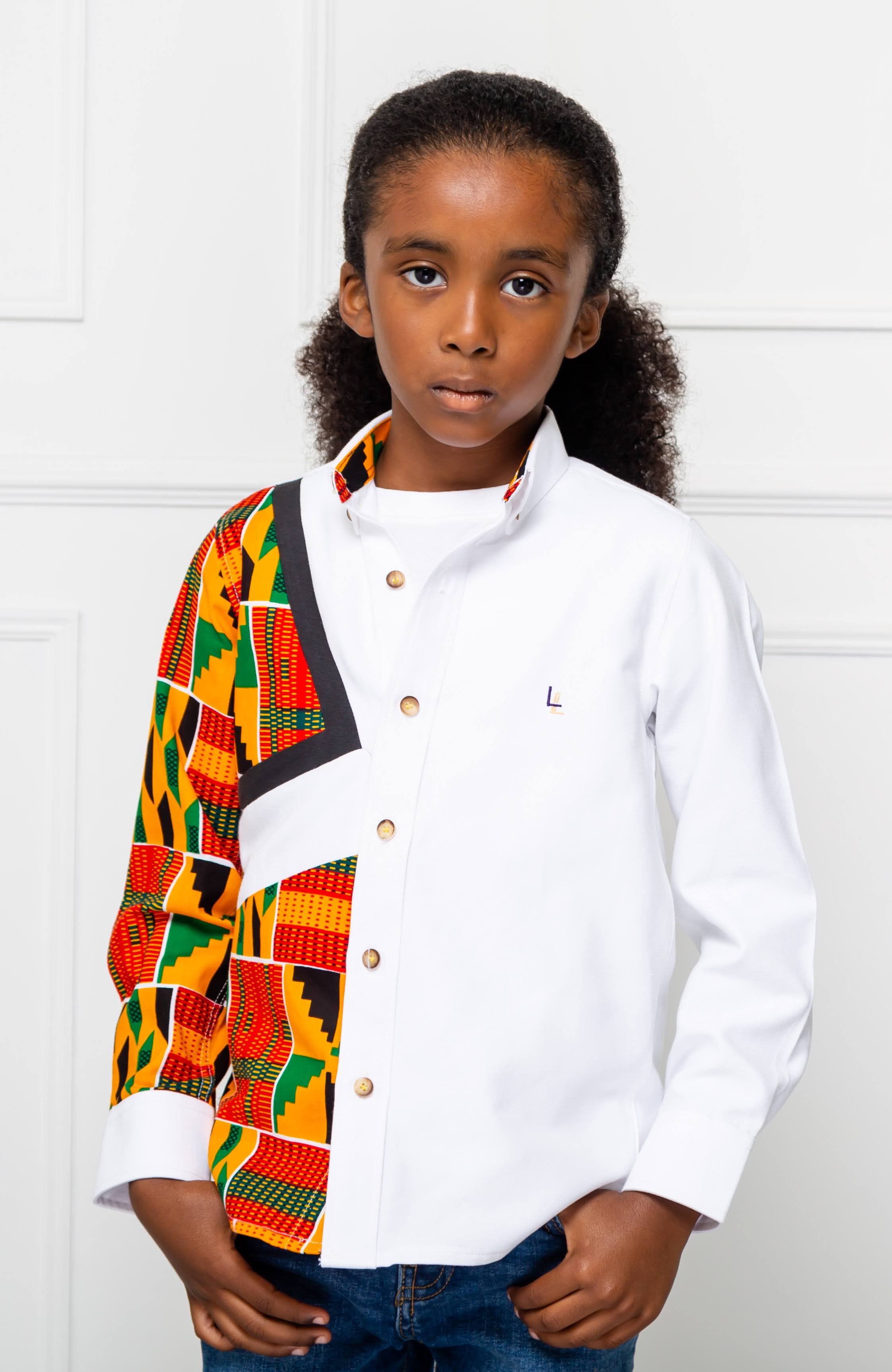 Boys Tailored Fit African Print Shirt Asymmetric Ankara Shirt for Boys KENDRICK