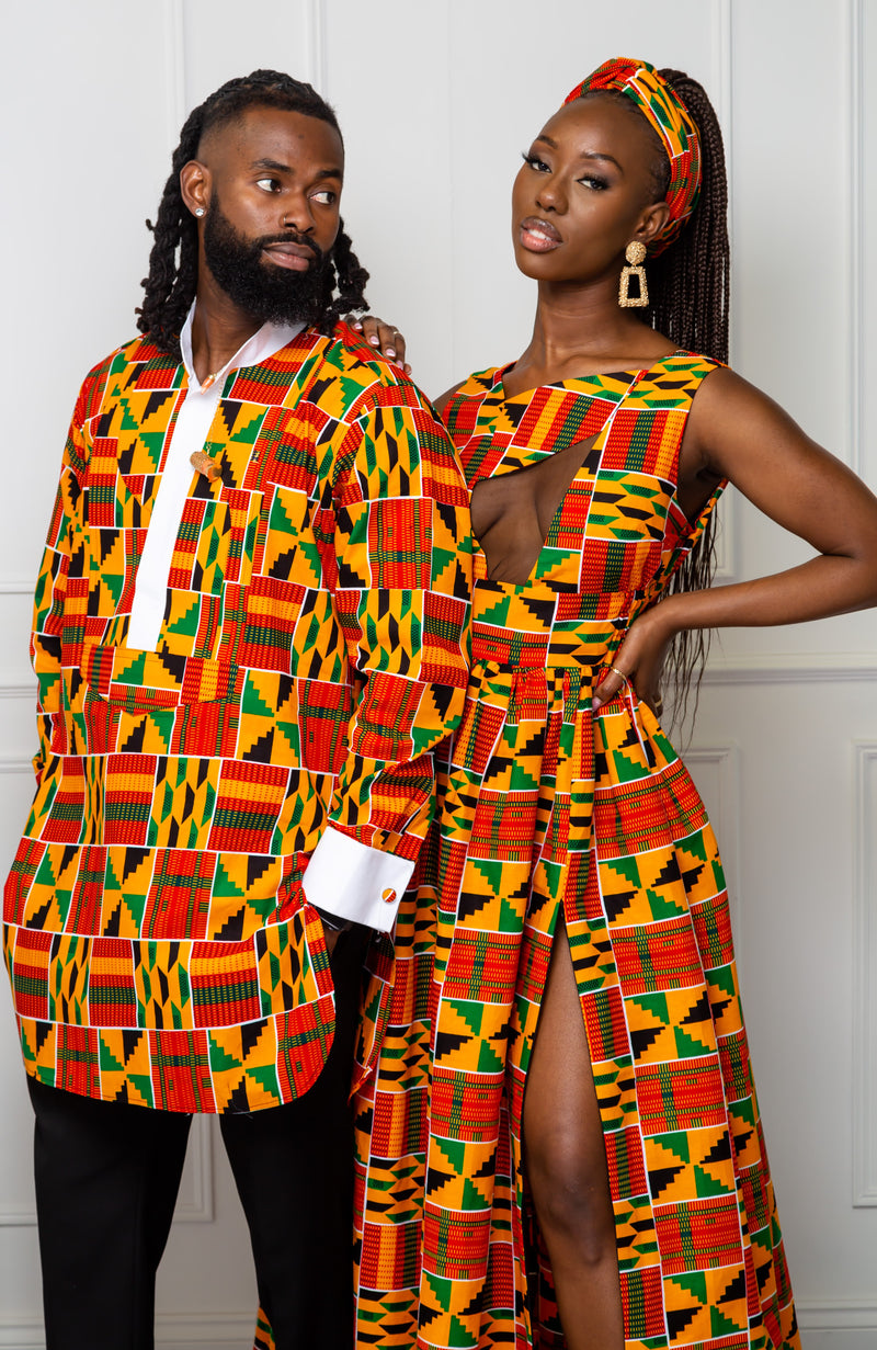 Long Length Etibo Shirt | African Print Etibo Shirt - KENDRICK