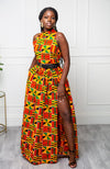 Traditional Kente Sleeveless Turtleneck Maxi Dress for Women - KENYA