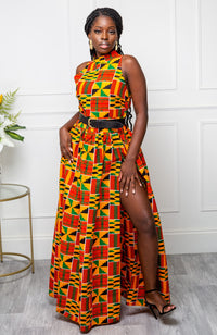 Traditional Kente Sleeveless Turtleneck Maxi Dress for Women - KENYA