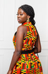 Traditional Kente Sleeveless Turtleneck Maxi Dress for Women - KENYA