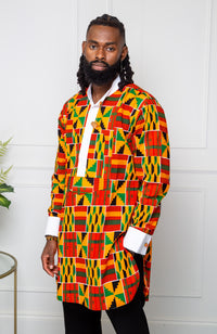 Long Length Etibo Shirt | African Print Etibo Shirt - KENDRICK