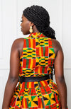 Traditional Kente Sleeveless Turtleneck Maxi Dress for Women - KENYA