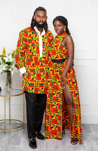 Traditional Kente Sleeveless Turtleneck Maxi Dress for Women - KENYA