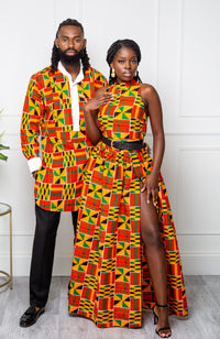 Traditional Kente Sleeveless Turtleneck Maxi Dress for Women - KENYA