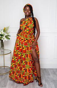 Kente African Print Multiway Infinity Maxi Dress - KENYA