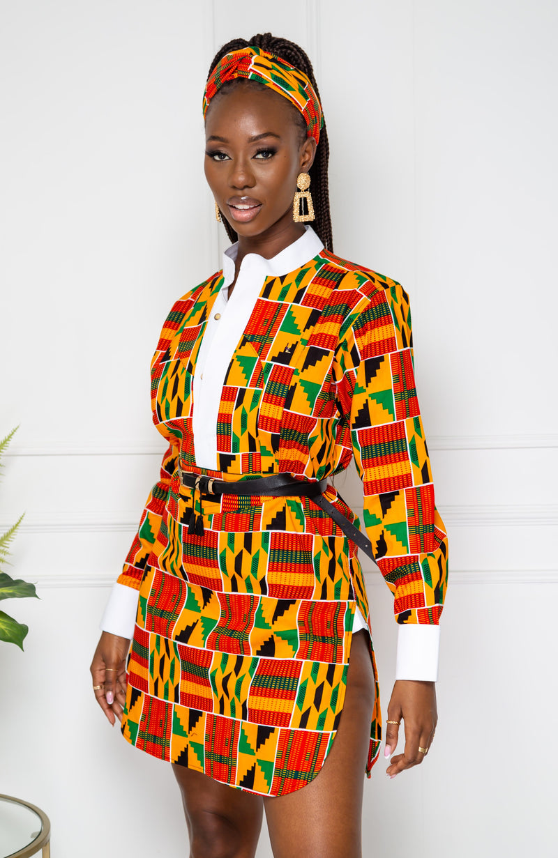 African Dress Shirt for Womens | Unisex Etibo Long Sleeved Shirt - KENYA