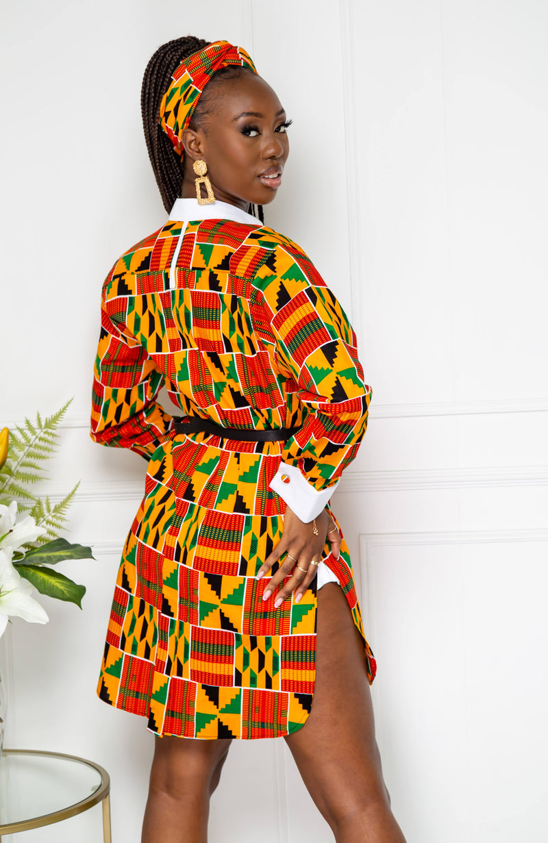 African Dress Shirt for Womens | Unisex Etibo Long Sleeved Shirt - KENYA