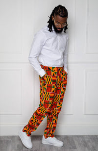 Men's African Print Pants | Ankara Fashion Tailored Fit Trousers for Guys - KENDRICK