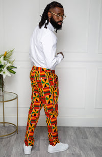 Men's African Print Pants | Ankara Fashion Tailored Fit Trousers for Guys - KENDRICK