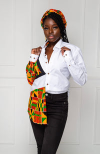 Unisex African Shirt | Oversized Fit White Button Down Shirt - KENYA