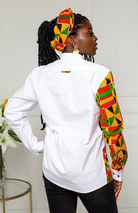 Unisex African Shirt | Oversized Fit White Button Down Shirt - KENYA