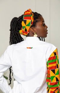 Unisex African Shirt | Oversized Fit White Button Down Shirt - KENYA