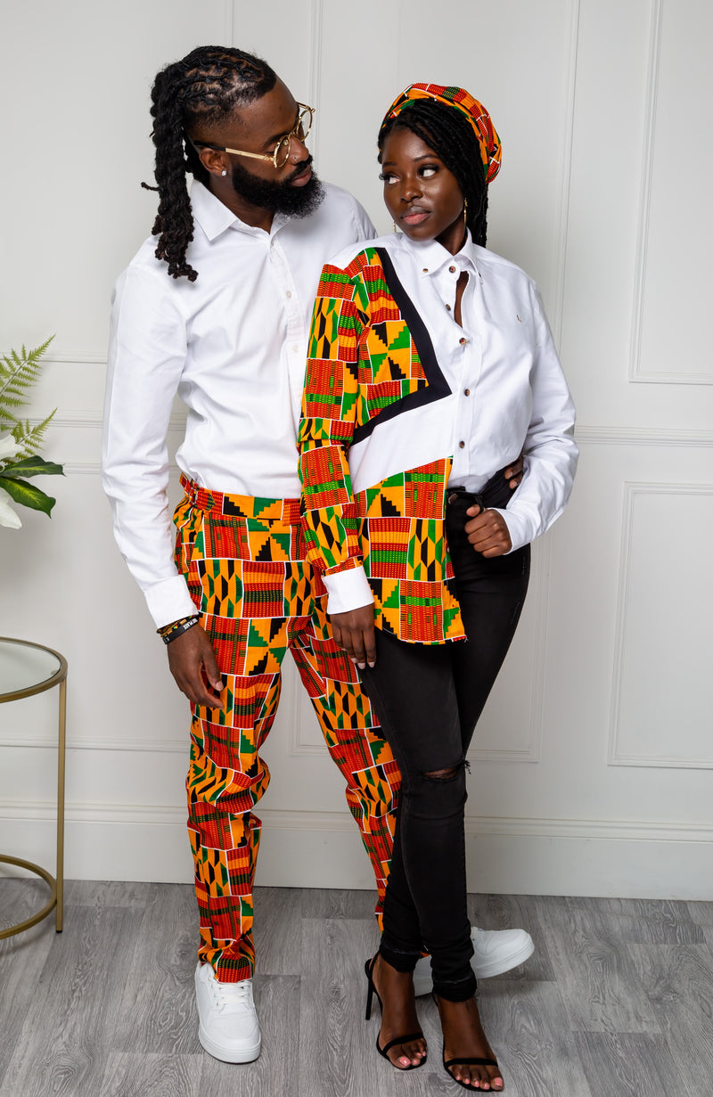 Unisex African Shirt | Oversized Fit White Button Down Shirt - KENYA