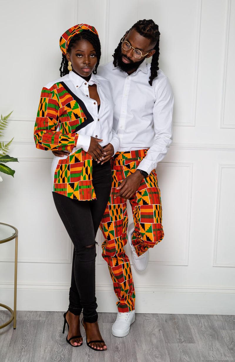 Unisex African Shirt | Oversized Fit White Button Down Shirt - KENYA