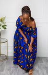 Wrap Effect African Maxi Dress  | African Off shoulder Dress - ELLA