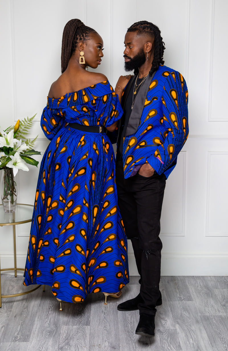 Wrap Effect African Maxi Dress  | African Off shoulder Dress - ELLA