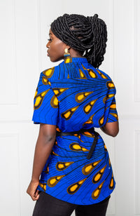 African Polo Shirt for Women | Unisex Ankara Short Sleeve Shirt - ELLA