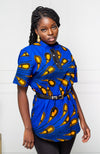 African Polo Shirt for Women | Unisex Ankara Short Sleeve Shirt - ELLA