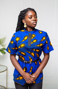 African Polo Shirt for Women | Unisex Ankara Short Sleeve Shirt - ELLA