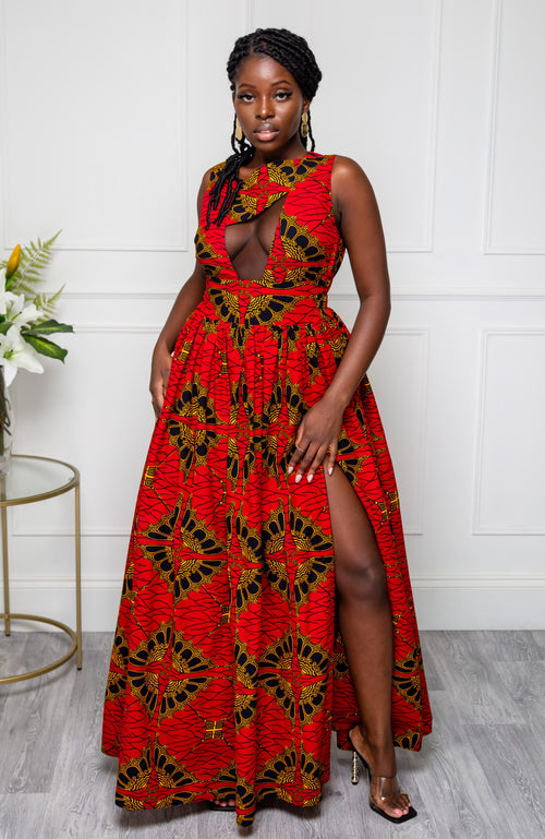African Dresses for Women Floral Print Ladies Clothes Shoulder Bohemia  Skirt