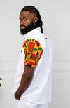 African Print V-Shaped Shirt for Men | Short Sleeve Ankara Shirt - KENDRICK