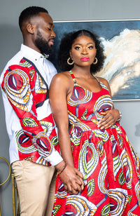 African Wax Print Crossback Sleeveless Maxi Dress - AMIRA