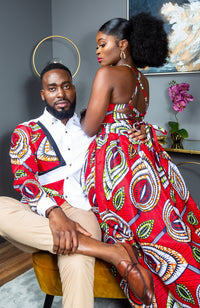 African Wax Print Crossback Sleeveless Maxi Dress - AMIRA