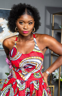 African Wax Print Crossback Sleeveless Maxi Dress - AMIRA