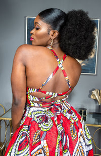 African Wax Print Crossback Sleeveless Maxi Dress - AMIRA