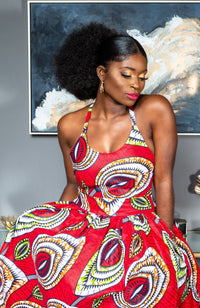 African Wax Print Crossback Sleeveless Maxi Dress - AMIRA