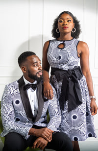 African Print Sleeveless Keyhole Chest Statement Sash Belt - ALEXANDRA