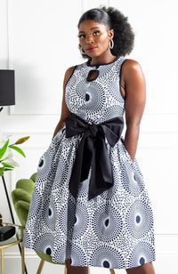 African Print Sleeveless Keyhole Chest Statement Sash Belt - ALEXANDRA