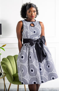 African Print Sleeveless Keyhole Chest Statement Sash Belt - ALEXANDRA