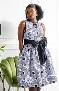 African Print Sleeveless Keyhole Chest Statement Sash Belt - ALEXANDRA