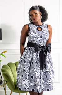 African Print Sleeveless Keyhole Chest Statement Sash Belt - ALEXANDRA