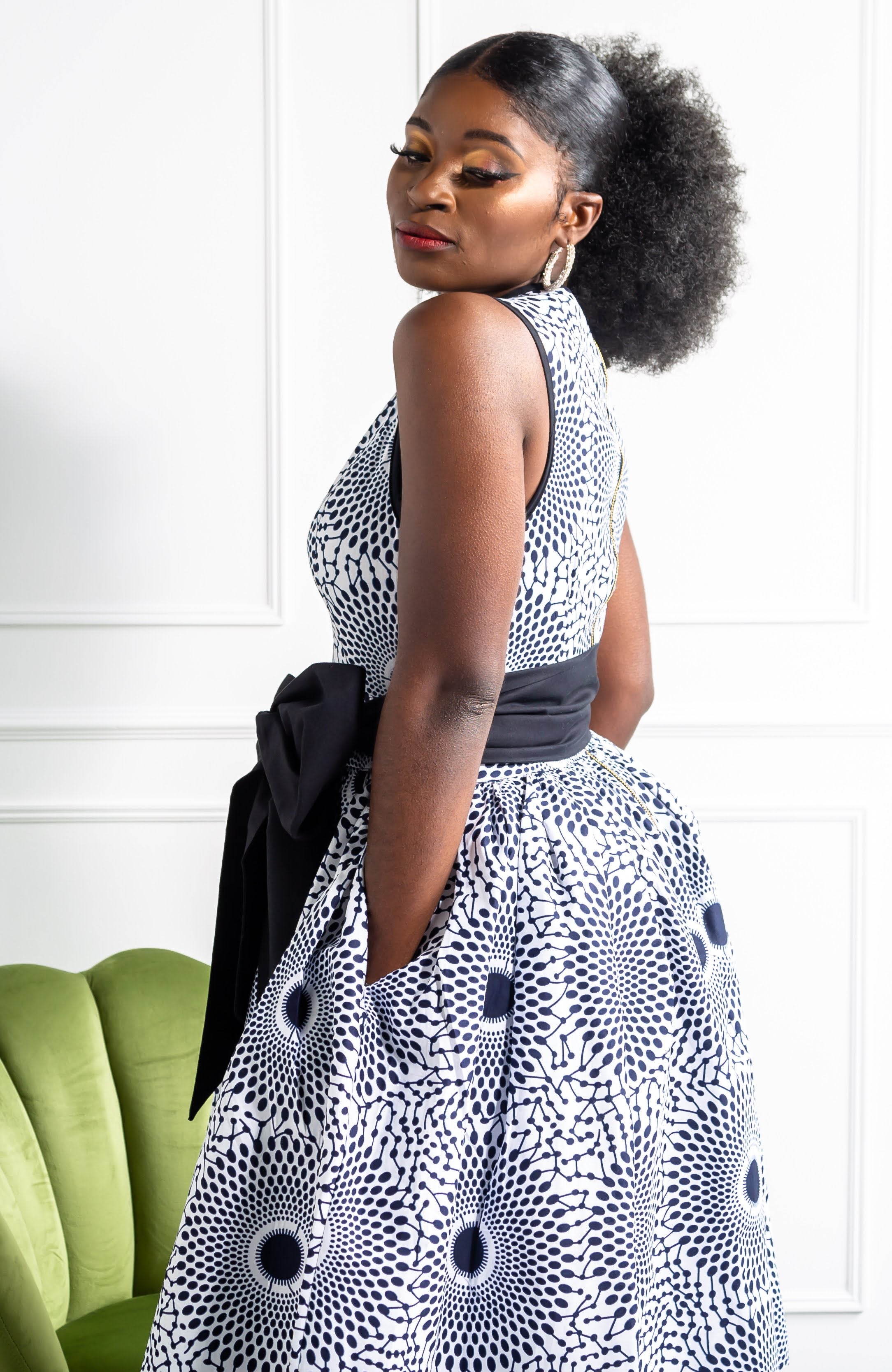 African Print Sleeveless Keyhole Chest Statement Sash Belt - ALEXANDRA