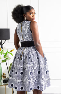 African Print Sleeveless Keyhole Chest Statement Sash Belt - ALEXANDRA