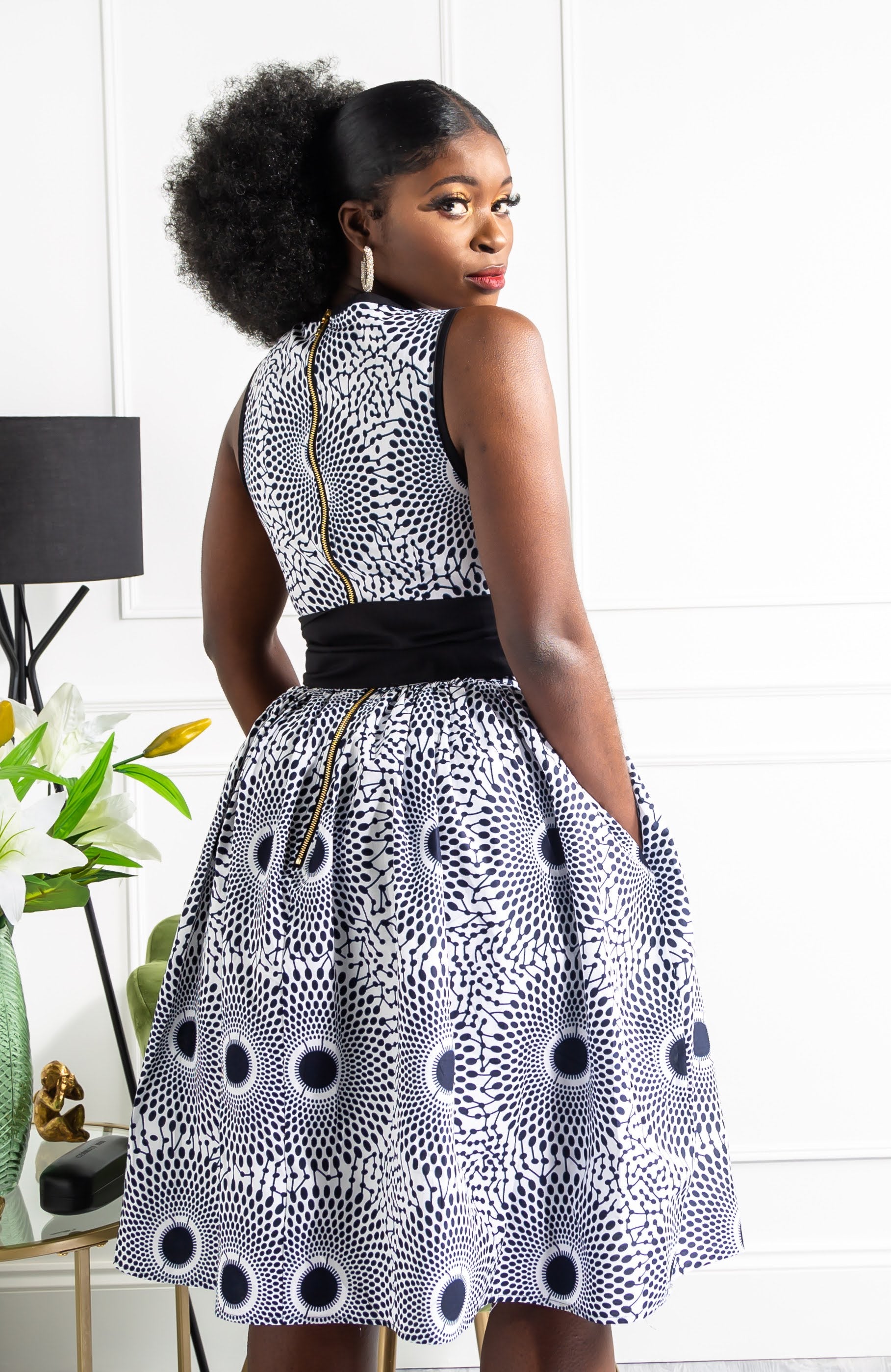 African Print Sleeveless Keyhole Chest Statement Sash Belt - ALEXANDRA