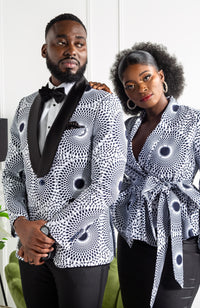 African Print Shawl Collar Peplum Wrap blouse - ALEXANDRA