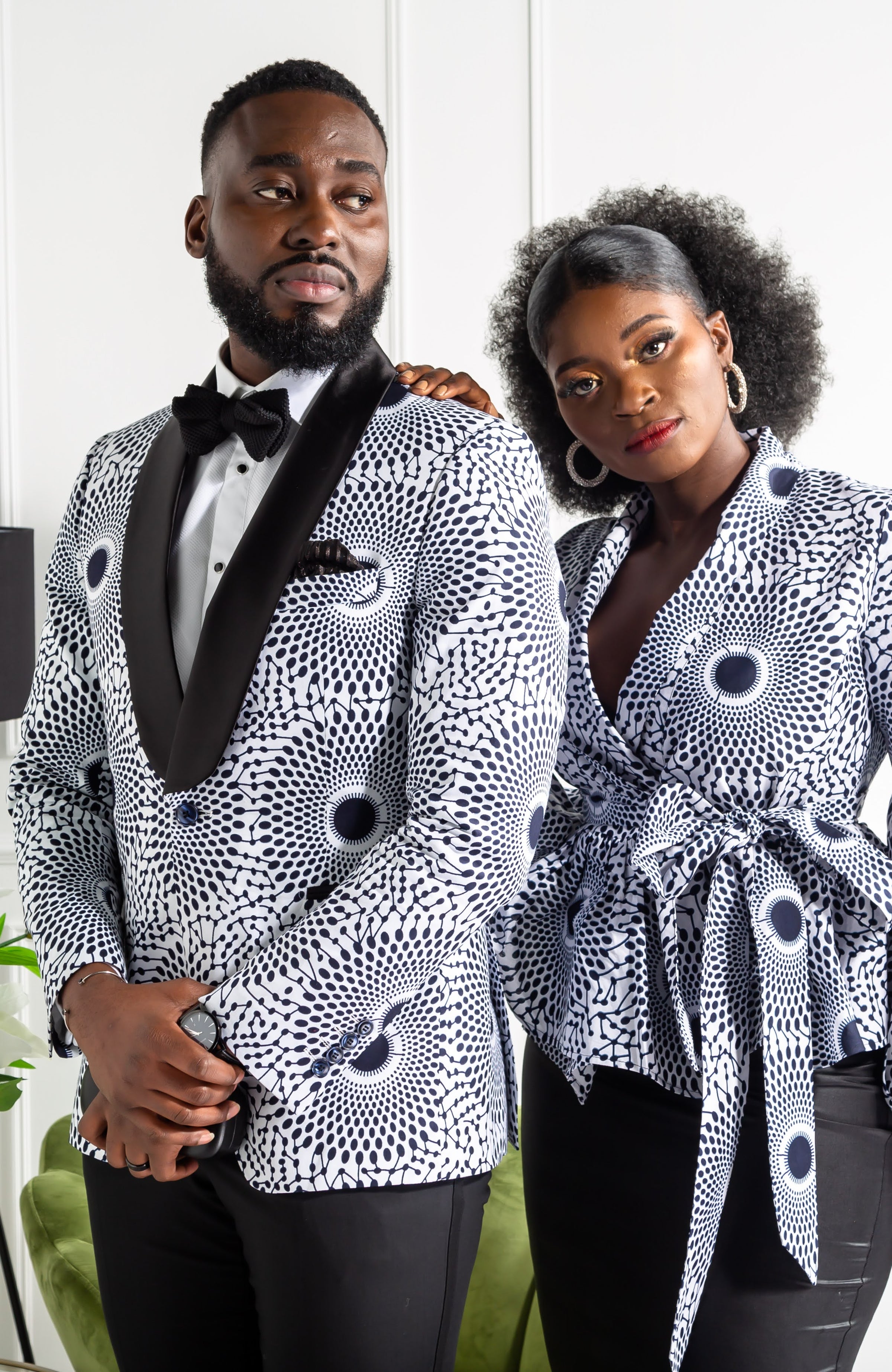 African Print Shawl Collar Peplum Wrap blouse - ALEXANDRA