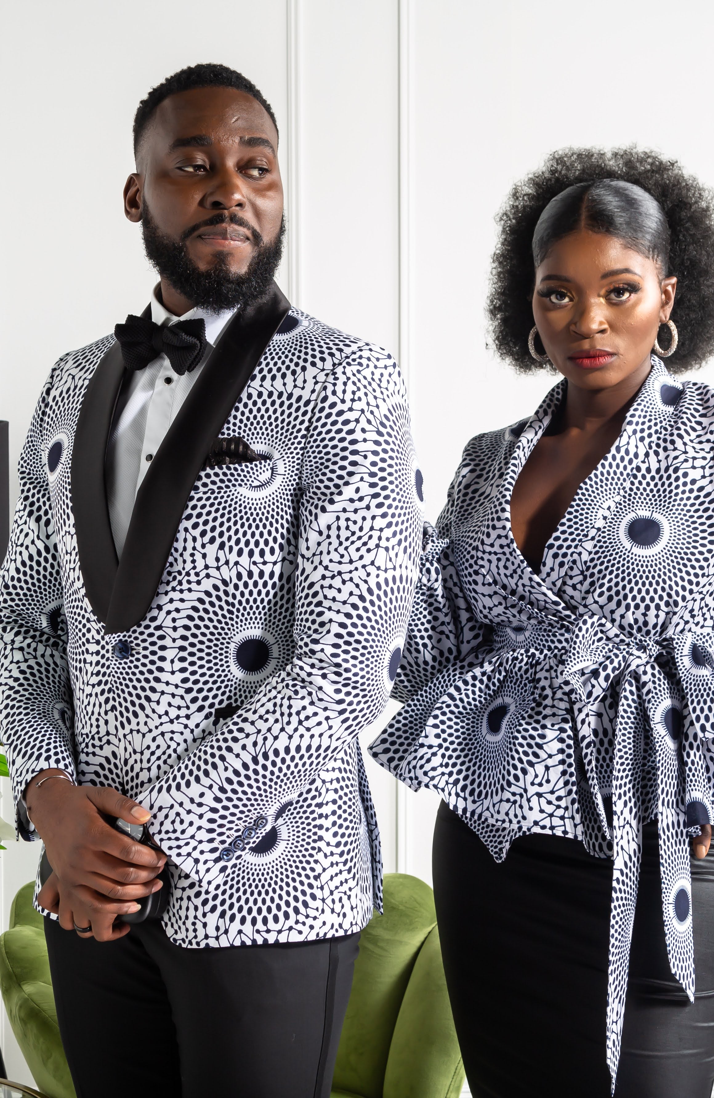 African Print Shawl Collar Peplum Wrap blouse - ALEXANDRA